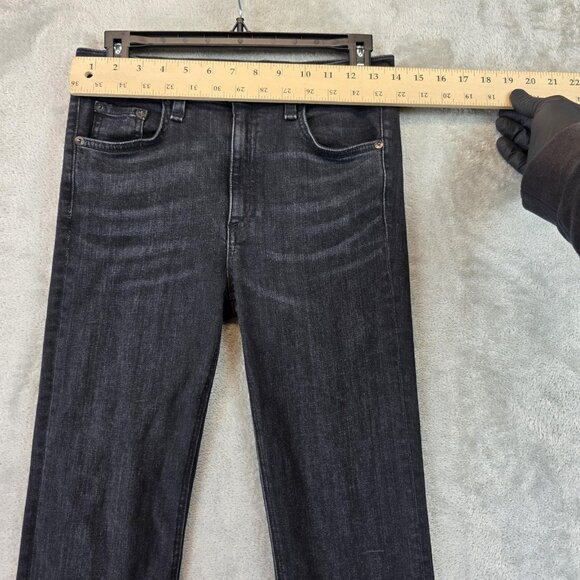 Rag & Bone Jeans Womens 28 Black Cropped Frayed Hem Slim Straight Stretch - Picture 2 of 12
